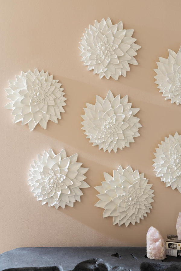 Phillips Collection Dahlia Sculptural Resin Wall Art Botanical Relief in Crisp White for Modern Interiors PH104158