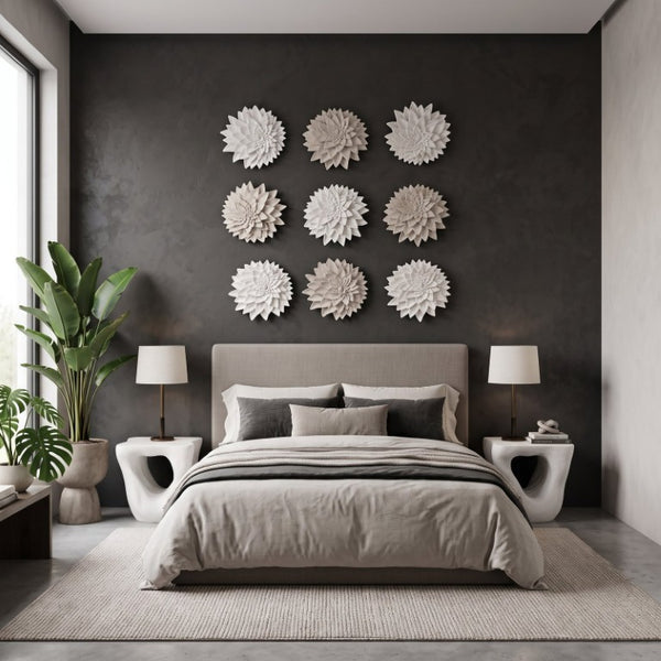 Phillips Collection Dahlia Sculptural Resin Wall Art Botanical Relief in Crisp White for Modern Interiors PH104158