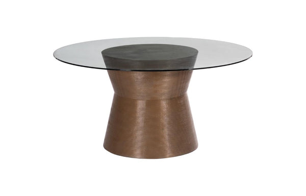 Phillips Collection Kono Round Dining Table Sculptural Bronze Resin Base with Concrete Top Indoor Outdoor PH104191