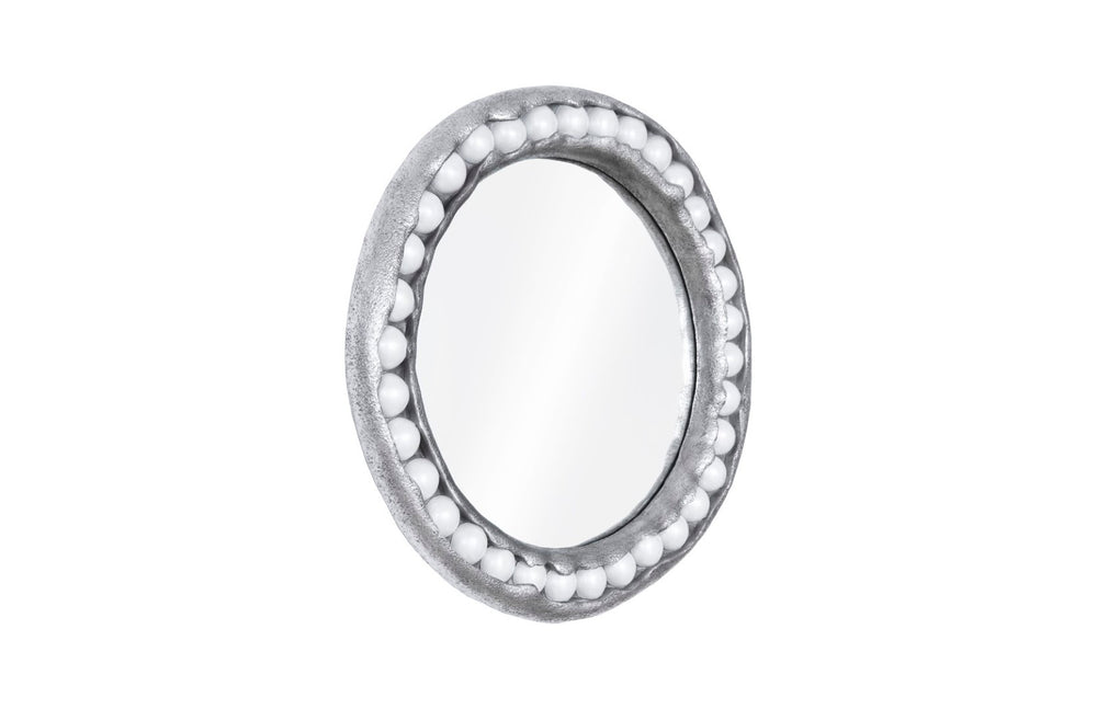 Phillips Collection Pearl Round Silver Leaf Mirror - Boho Chic Design With Organic Shapes For Modern Decor Elegance White,Silver Resin Ph104196