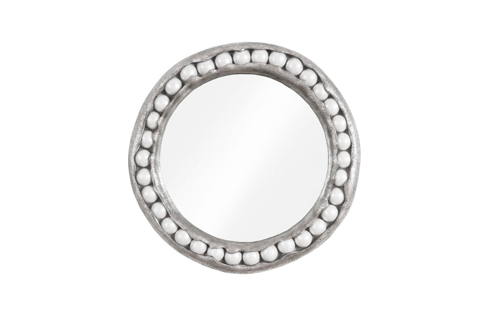 Phillips Collection Pearl Round Silver Leaf Mirror - Boho Chic Design With Organic Shapes For Modern Decor Elegance White,Silver Resin Ph104196
