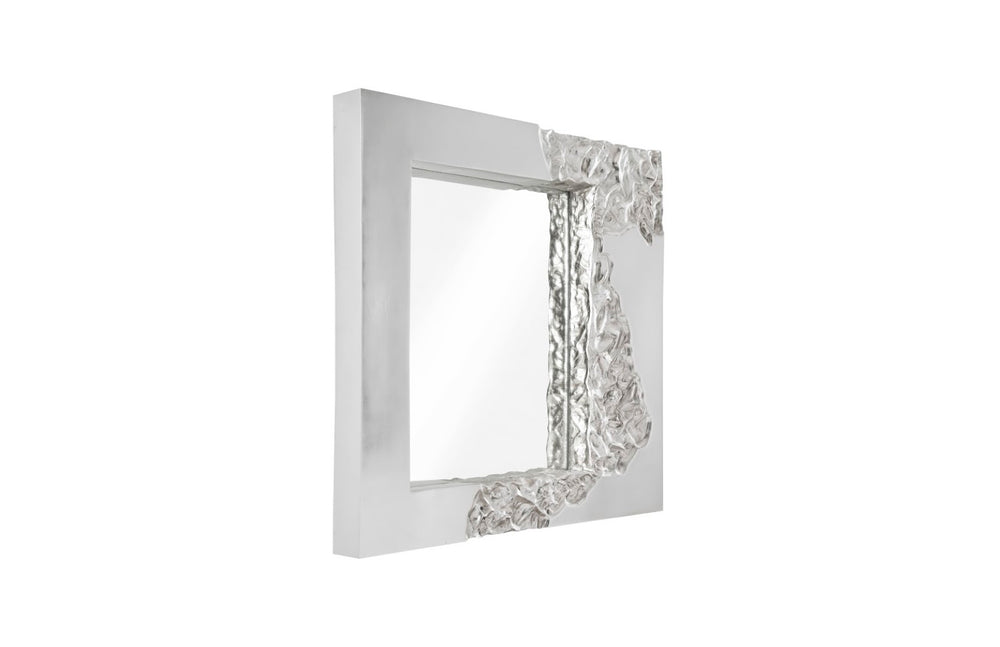 Phillips Collection Mercury Square Silver Leaf Mirror - Bold Contemporary Accent with Unique Organic Pattern & Depth PH104310
