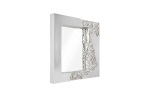 Phillips Collection Mercury Square Decorative Mirror With Unique Fluted Frame And Otherworldly Planet-inspired Design Silver Resin,Resin Composite Ph104310