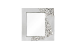 Phillips Collection Mercury Square Decorative Mirror With Unique Fluted Frame And Otherworldly Planet-inspired Design Silver Resin,Resin Composite Ph104310