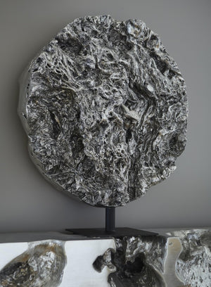 Phillips Collection Cast Root Organic Form Floor Sculpture Antique Silver Resin Entryway Statement Piece PH104319