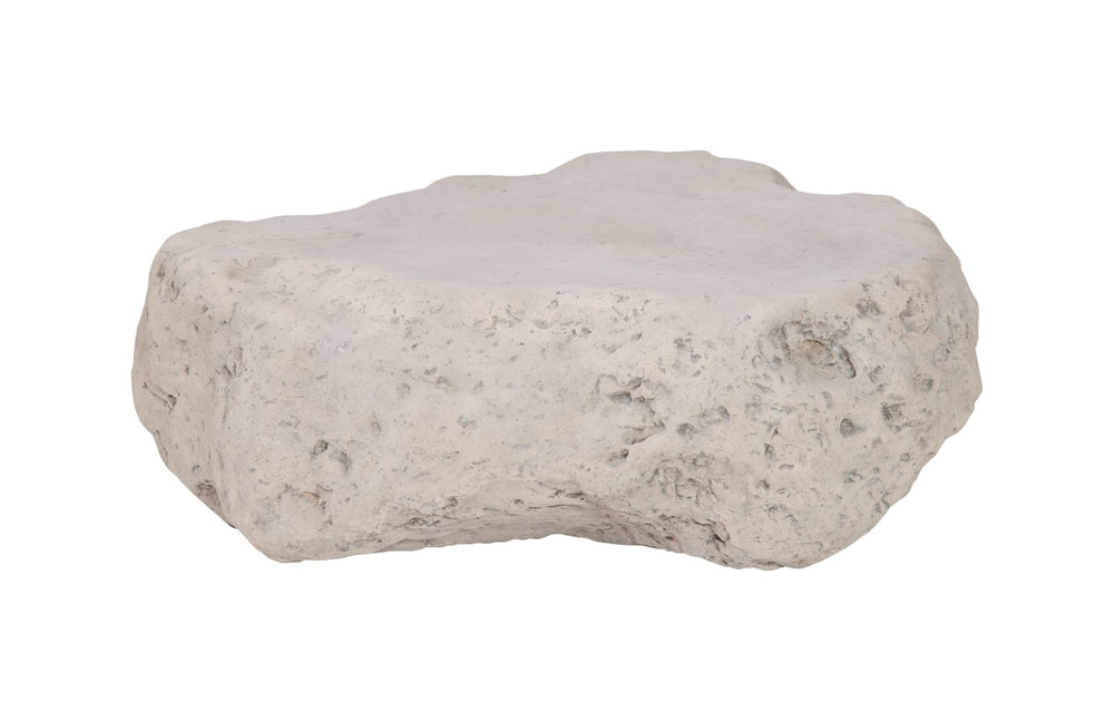 Phillips Collection Cast Boulder Coffee Table – Small Roman Stone Finish, Artisan-crafted, Weather-resistant Design Off White Resin Composite Ph104327