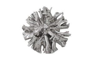 Phillips Collection Cast Root Form Silver Leaf Dining Table with Organic Sculptural Resin Base Glass Top PH104330