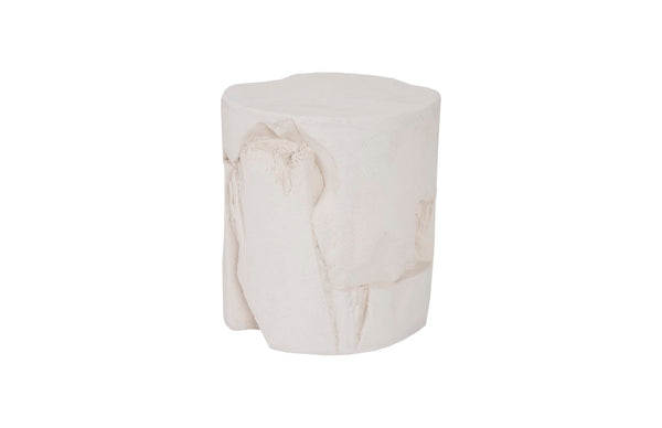 Phillips Collection Slice Round White Stone Stool - Modern Organic Design, Weather-resistant, Nature-inspired Elegance White Resin Composite Ph104339