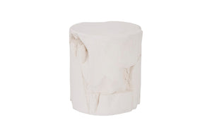 Phillips Collection Slice Round White Stone Stool - Modern Organic Design, Weather-resistant, Nature-inspired Elegance White Resin Composite Ph104339