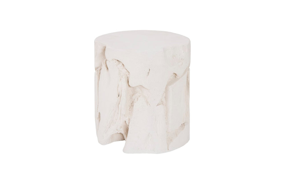 Phillips Collection Slice Round White Stone Stool - Modern Organic Design, Weather-resistant, Nature-inspired Elegance White Resin Composite Ph104339