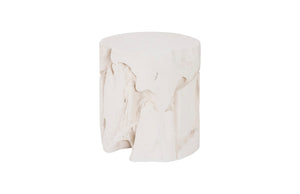 Phillips Collection Slice Round White Stone Stool - Modern Organic Design, Weather-resistant, Nature-inspired Elegance White Resin Composite Ph104339