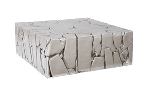 Phillips Collection Chunk Square Coffee Table - Stunning Silver Leaf Finish, Modern Organic Design For Chic Interiors Silver Resin,Resin Composite Ph104344