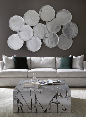 Phillips Collection Chunk Square Silver Leaf Coffee Table Organic Sculptural Form for Modern Living Rooms PH104344