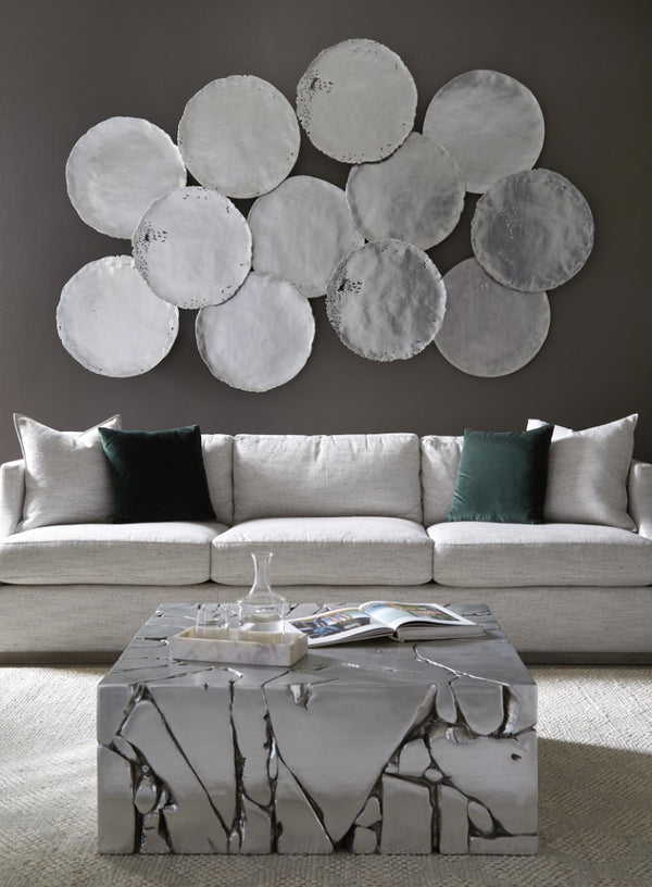 Phillips Collection Chunk Square Silver Leaf Coffee Table Organic Sculptural Form for Modern Living Rooms PH104344