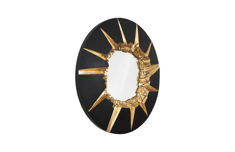 Phillips Collection Circular Cracked Mirror - Stylish Black & Gold Decorative Wall Art For Modern Organic Interiors Gold,Black Resin,Resin Composite Ph104346