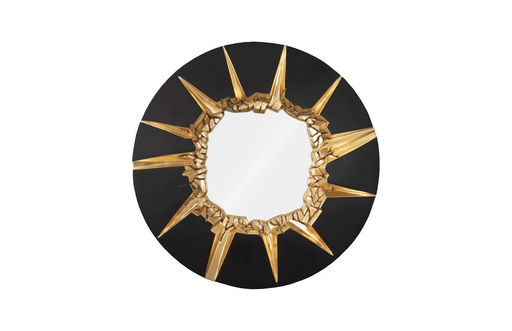Phillips Collection Circular Cracked Mirror - Stylish Black & Gold Decorative Wall Art For Modern Organic Interiors Gold,Black Resin,Resin Composite Ph104346