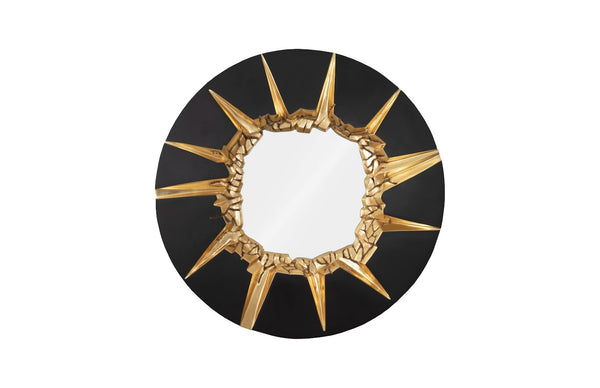 Phillips Collection Circular Cracked Mirror - Modern Black & Gold Decorative Wall Art for Stylish Home Accents PH104346