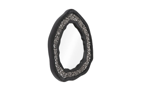 Phillips Collection Geode Silver Mirror - Modern Matte Black & Silver Design, Organic Geode Shape for Stylish Walls PH104347