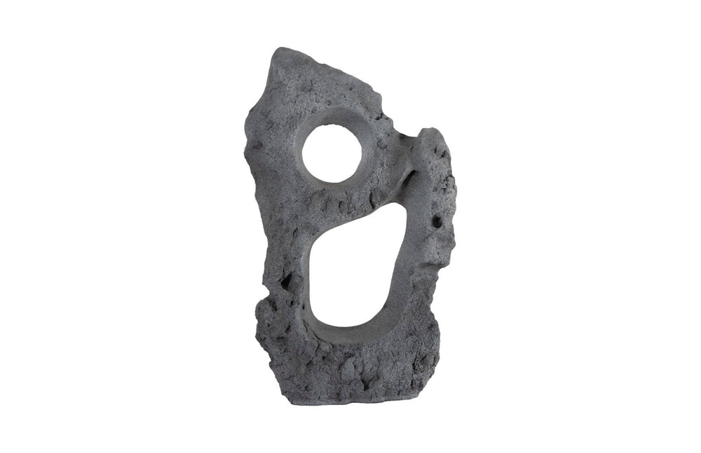 Phillips Collection Colossal Cast Stone Sculpture - Striking Modern Organic Design for Indoor and Outdoor Spaces Two Holes, Charcoal Stone PH104349