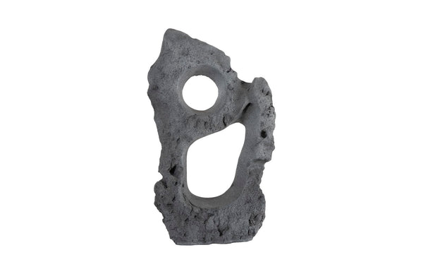 Phillips Collection Colossal Cast Stone Sculpture - Striking Modern Organic Design for Indoor and Outdoor Spaces Two Holes, Charcoal Stone PH104349