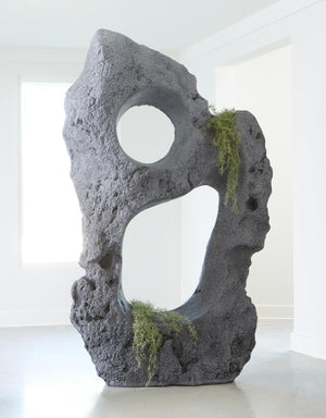 Phillips Collection Colossal Cast Stone Floor Sculpture with Dual Openings Organic Modern Charcoal Finish PH104349