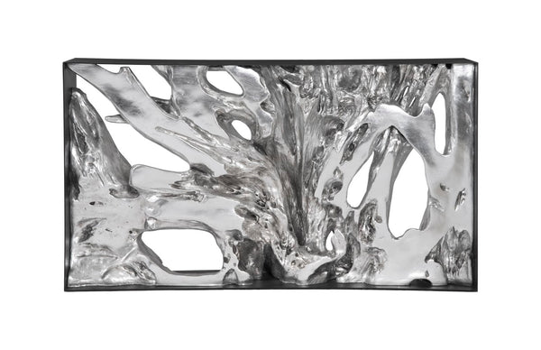 Phillips Collection Cast Root Silver Leaf Console Table - Modern Organic Design With Iron Frame For Stylish Decor Silver,Black Resin Composite Ph104350