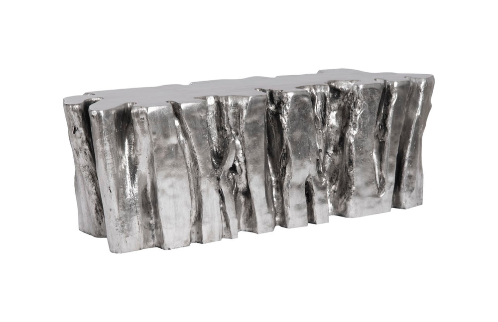 Phillips Collection Freeform Silver Root Bench - Luminous Leaf Finish For Modern Organic Interiors & Chic Décor Silver Resin Composite Ph104351