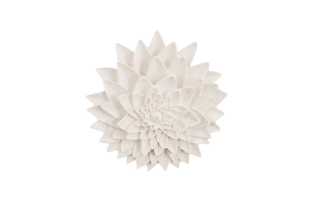 Phillips Collection Dahlia Flower Wall Art Sculpture - Elegant White Stone Design For Modern Organic Home Decor White,Off White Resin,Resin Composite Ph104364