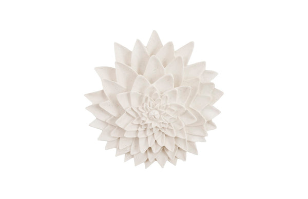 Phillips Collection Dahlia Flower Wall Art Sculpture - Elegant White Stone Design For Modern Organic Home Decor White,Off White Resin,Resin Composite Ph104364