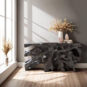 Phillips Collection Beau Cast Root Console Table - Sculptural, Durable Design Perfect for Entryways and Living Rooms Charcoal Stone PH105205