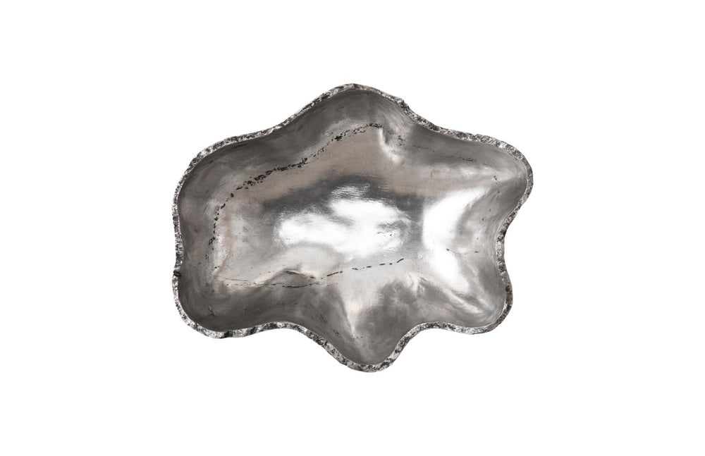 Phillips Collection Cast Onyx Wall Bowl – Modern Organic Elegance in Fluted Design for Stylish Home Decor Display Silver, SM PH105277