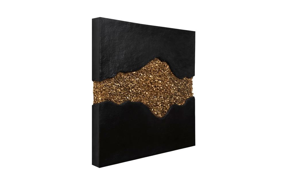 Phillips Collection Geode Texture Panel In Black And Gold – Modern Organic Wall Art For Stunning Home Decor Statement Black,Gold Resin Ph105375