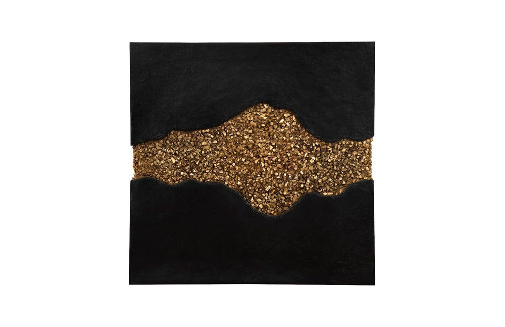 Phillips Collection Geode Texture Panel In Black And Gold – Modern Organic Wall Art For Stunning Home Decor Statement Black,Gold Resin Ph105375