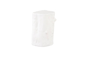 Phillips Collection Log Stool – Sculptural Accent with Silver Leaf Finish for Modern Spaces and Versatile Use Gel Coat White, SM PH105531