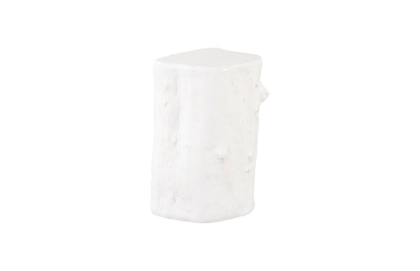 Phillips Collection Log Stool – Sculptural Accent with Silver Leaf Finish for Modern Spaces and Versatile Use Gel Coat White, SM PH105531
