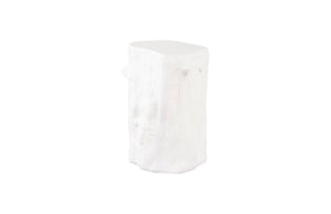 Phillips Collection Log Stool – Sculptural Accent with Silver Leaf Finish for Modern Spaces and Versatile Use Gel Coat White, SM PH105531