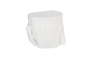 Phillips Collection Log Stool – Sculptural Accent with Silver Leaf Finish for Modern Spaces and Versatile Use Gel Coat White, LG PH105532