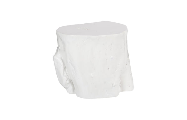 Phillips Collection Log Stool – Sculptural Accent with Silver Leaf Finish for Modern Spaces and Versatile Use Gel Coat White, LG PH105532