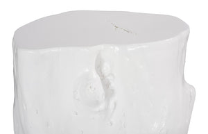 Phillips Collection Log Stool – Sculptural Accent with Silver Leaf Finish for Modern Spaces and Versatile Use Gel Coat White, LG PH105532