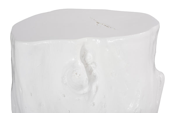 Phillips Collection Log Stool – Sculptural Accent with Silver Leaf Finish for Modern Spaces and Versatile Use Gel Coat White, LG PH105532