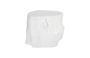 Phillips Collection Log Stool – Sculptural Accent with Silver Leaf Finish for Modern Spaces and Versatile Use Gel Coat White, LG PH105532