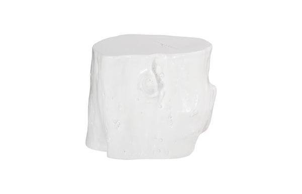 Phillips Collection Log Stool – Sculptural Accent with Silver Leaf Finish for Modern Spaces and Versatile Use Gel Coat White, LG PH105532