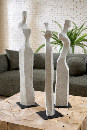 Phillips Collection Cast Abstract Female Sculptures Set of 3 – Roman Stone Finish for Timeless Elegance in Home Décor PH106455