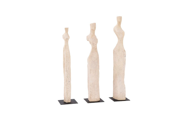 Phillips Collection Cast Abstract Female Sculptures Set of 3 – Roman Stone Finish for Timeless Elegance in Home Décor PH106455