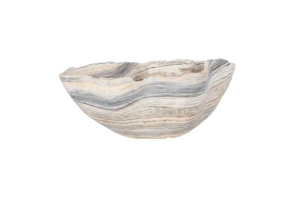 Phillips Collection Cast Gray Onyx Bowl - Sculptural Decorative Accent for Modern Interiors, Ideal for Tabletop Styling Faux Finish, Medium PH106690