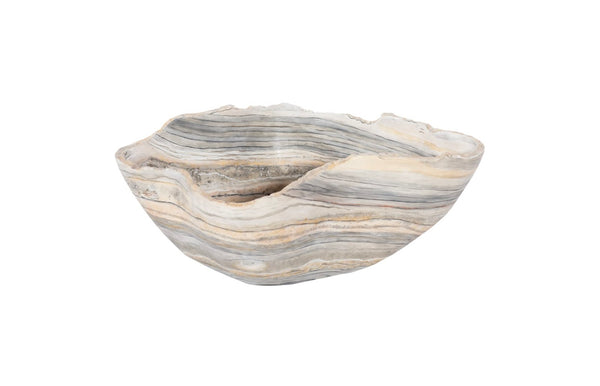 Phillips Collection Cast Gray Onyx Bowl - Sculptural Decorative Accent for Modern Interiors, Ideal for Tabletop Styling Faux Finish, Medium PH106690