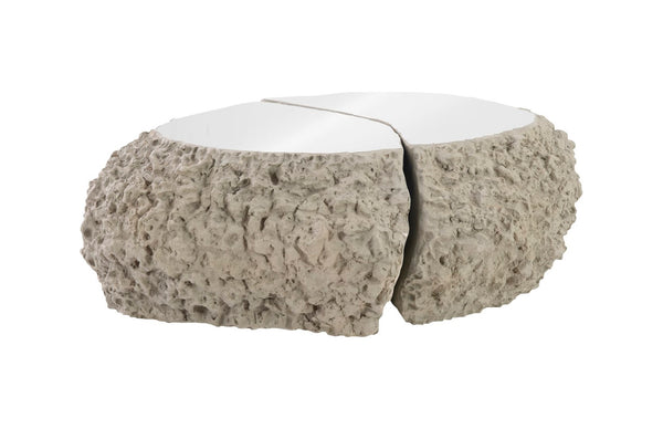 Phillips Collection Split The Difference Coffee Table - Modern Ash Resin Design Inspired By Tectonic Forces And Nature Gray,Silver Resin Ph107156