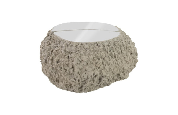 Phillips Collection Split Tectonic Lava Stone Modular Coffee Table Chrome Inlay Industrial Modern Decor PH107156