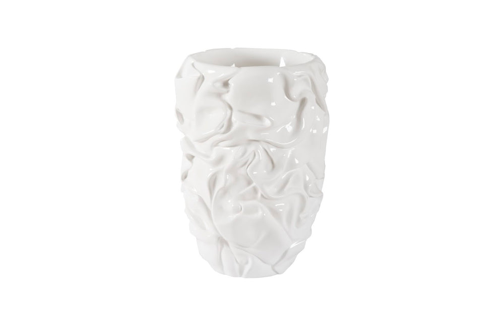 Phillips Collection Drape Planter - Hypnotizing Composite Design With Elegant Fabric-like Texture For Modern Spaces White Resin Ph108835