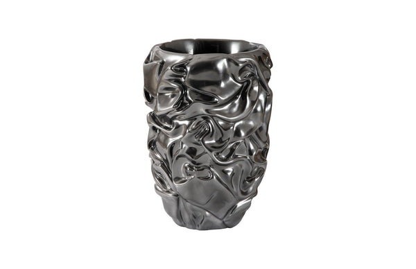 Phillips Collection Drape Planter - Modern-Organic Artful Design with Sculptural Texture for Indoor Plant Arrangements Liquid Silver PH108836